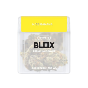 Banana 33 cannabis flower with dense, frosty buds and a sweet, tropical appearance.